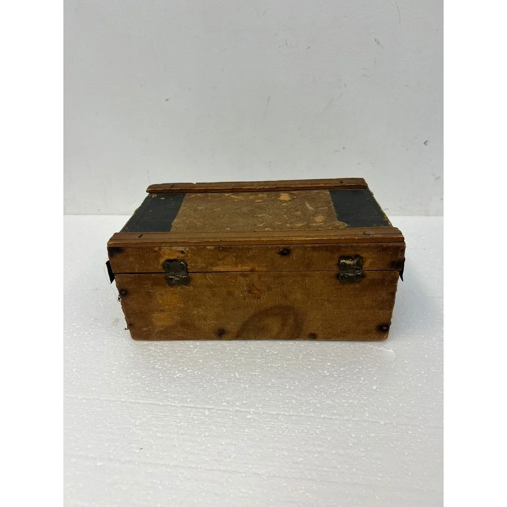 Antique Dollhouse Steamer Trunk w Tray Miniature Wood Slat Chest Vintage Box Old